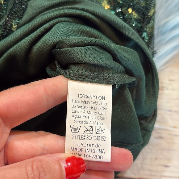 NWT AKIRA Green Sequins Mini Dress sz L - Picture 8 of 10